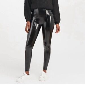 Spanx Womens Small Black Patent Faux Leather Legging Pants New‎ York